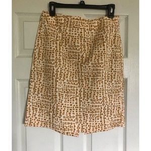J.Crew Stretch Pencil Skirt Cotton Mix 6 Yellw Tan Geometric Pattern Knee Length